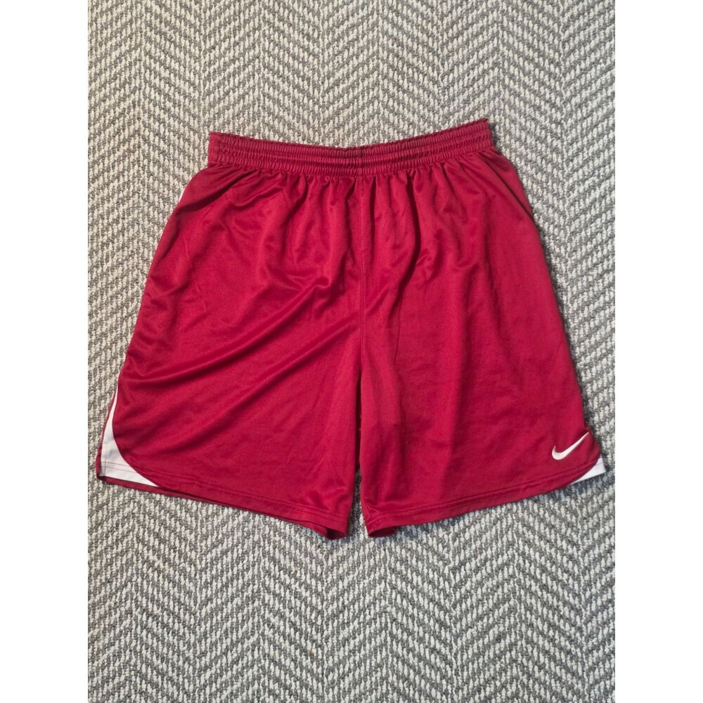 Nike Womens Dri Fit Athletic Basketball Shorts Red White Trim Size Large L